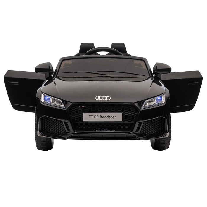 Електромобіль Kinder Audi з пультом дистанційного керування 2.4G, музикою, звуком клаксона, LED-підсвічуванням, USB-роз'ємом, для дітей 3-5 років, чорного кольору.
