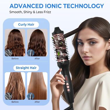 UKLISS Hairstyler 5 в 1: Фен-щітка, плойка, насадки для об'єму та вирівнювання (Рожеве золото)