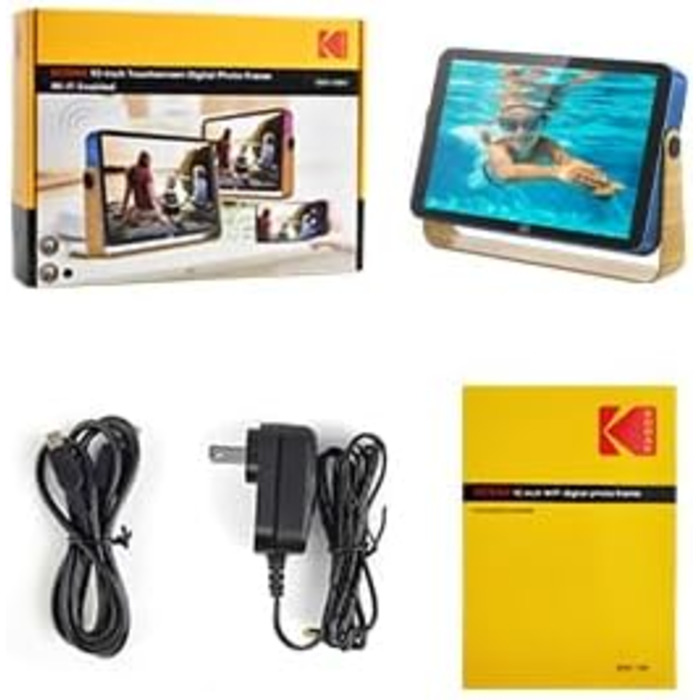 Цифровий фотоальбом Kodak 10 дюймів з акумулятором, Wi-Fi, 16 GB, IPS HD сенсорний екран, Bluetooth, для дому та офісу (Blue, 10 дюймів)