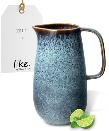 Керамічний глечик для води та соку Villeroy & Boch Lave glacé Blau, стійкий до мікрохвильової печі та посудомийки, блакитний