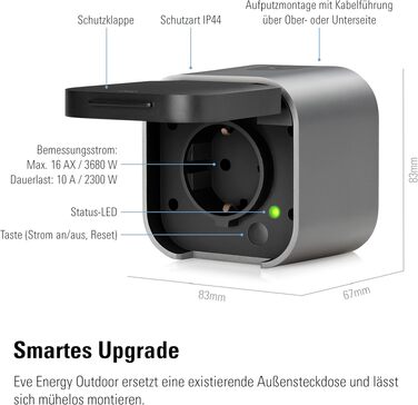 Розумна система поливу Eve Energy Outdoor (Matter) з керуванням через додаток/Siri для саду/балкону, без хаба, сумісна з розподільниками