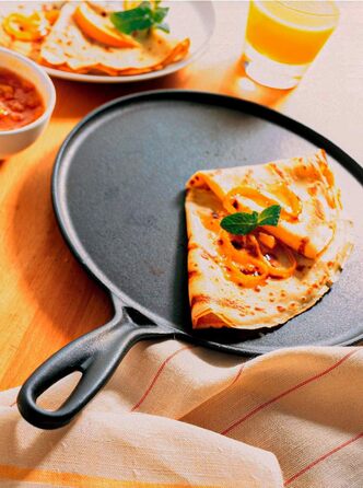 Сковорода для крепів Le Creuset з дерев'яним шкребком, чавун, 27 см, Cerise (Вишневий)