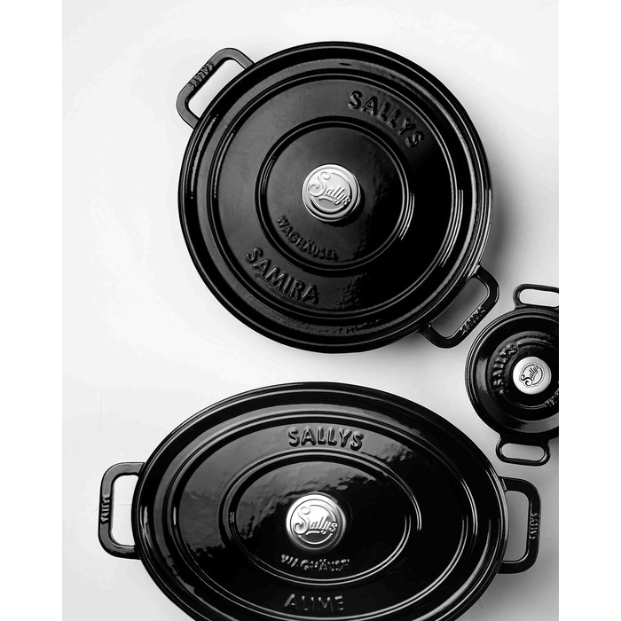 Чавунний казан Sallys 'Samira' Deluxe, 2,2 л, для всіх плит і духовки, до 250°C, чорний Fury Black Majolika, преміум-якість