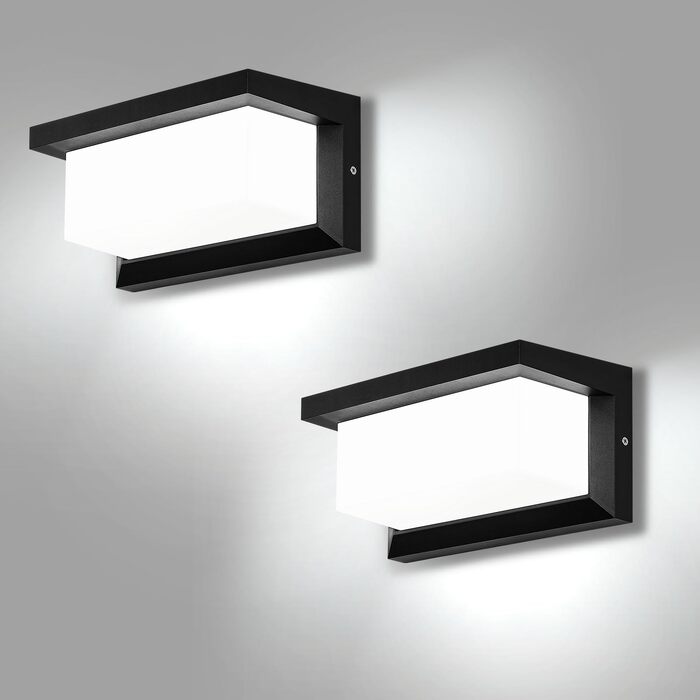 Світильник настінний вуличний LED 18W IP66, прямокутний світильник Up and Down з алюмінію для дому, тераси та гаража, холодне біле світло (2 шт.)
