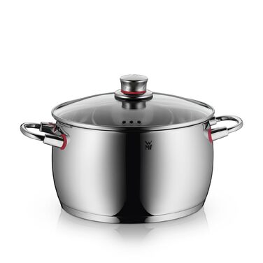 Каструля WMF Quality One 24 см з кришкою зі скла, 6.8 л, для індукції, нержавіюча сталь Cromargan