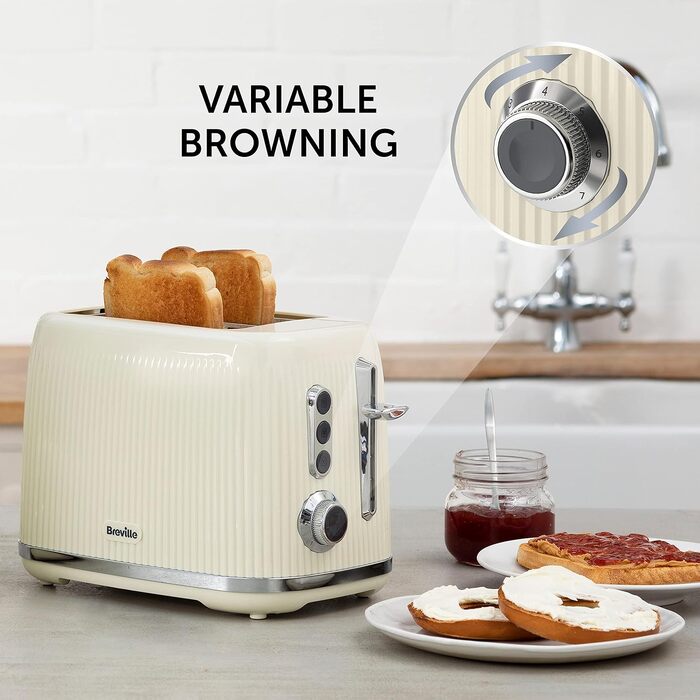 Тостер Breville Mutiger 2-слотовий кремовий з широкими прорізами, хром-срібло (VTR003)