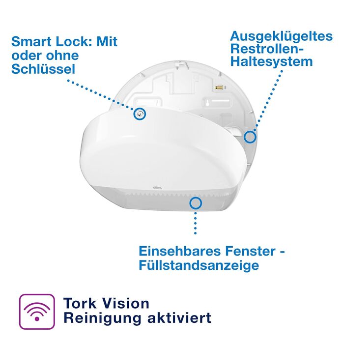 Диспенсер для туалетного паперу Tork Mini Jumbo T2 білий, закритий, лінія Elevation, 555000