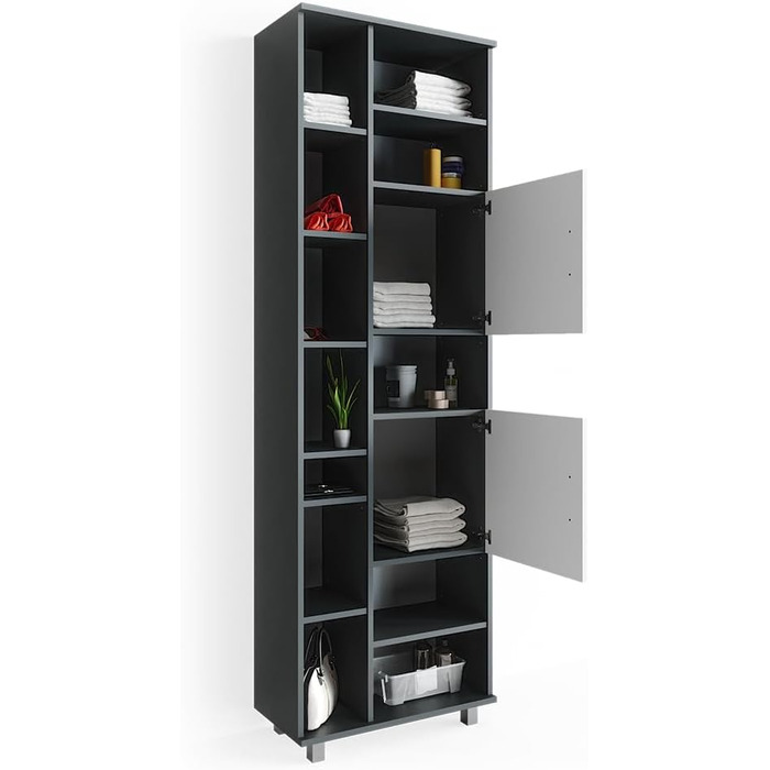 Шафа для ванної Vicco Ilias, білий/антрацит, 60x190 см