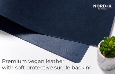 Килимок для столу Nordik з екошкіри та фетру, органайзер для кабелів (Midnight Blue, 89 x 43 см) — великий преміум килимок для миші та підкладка під письмо для домашнього офісу