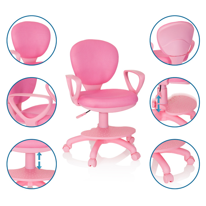 Дитячий стілець / дитячий письмовий стілець KID COLOUR тканина рожевий hjh OFFICE
