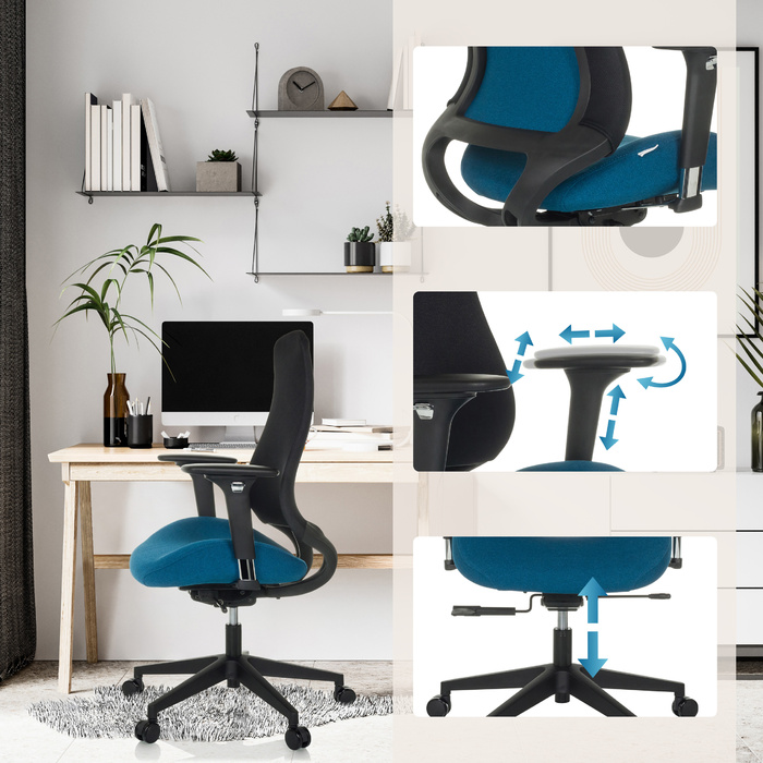 Офісне крісло / обертове крісло HENFIELD B тканина темно-синій hjh OFFICE