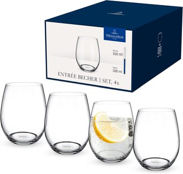 Набір склянок для води Villeroy & Boch Entree, 250 мл, прозоре кришталеве скло, 4 шт.