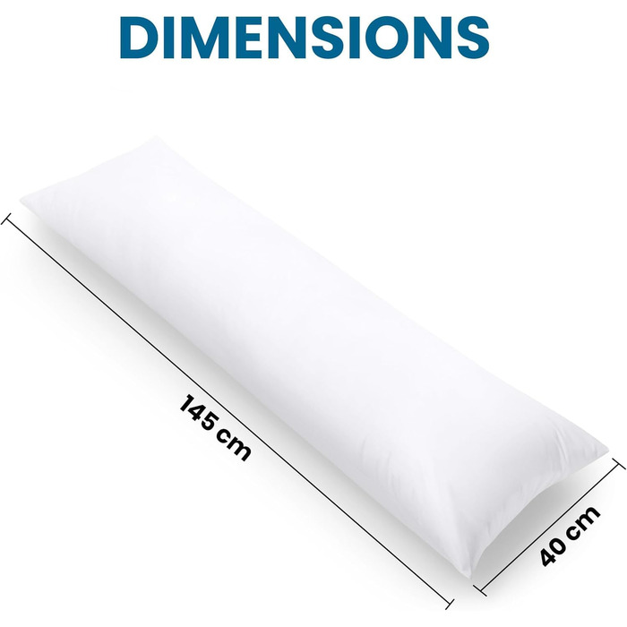 Подушка для вагітних та сну Utopia Bedding 40x145 см, м'яка подушка-обіймашка з наповнювачем з порожнистого волокна для підтримки тіла та сну на боці, біла