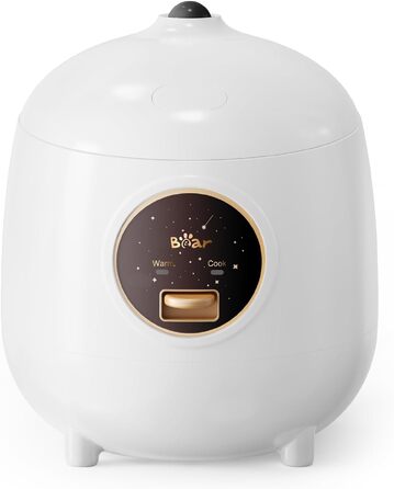 Рисварка Bear 1.2л (2 чашки) біла: мініатюрна, з антипригарним покриттям, BPA-free, портативна