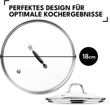Скляна кришка для каструль та сковорідок Onyx Cookware, загартоване скло, 18 см