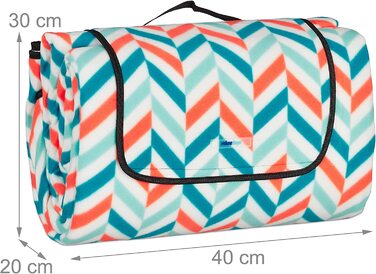 Пікнікова ковдра Relaxdays XXL 200x300 см, водонепроникна, флісова, ізольована, з ручкою, різнокольорова, для пляжу та відпочинку