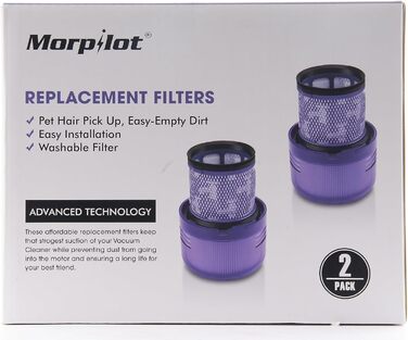 Фільтр morpilot для Dyson V11/V15/SV14/SV22, 2 шт., змінний, для пилососа Absolute/Animal/Extra/Pro/Detect/Torque Drive, миючий, з ручником і щіткою, заміна 970013-02