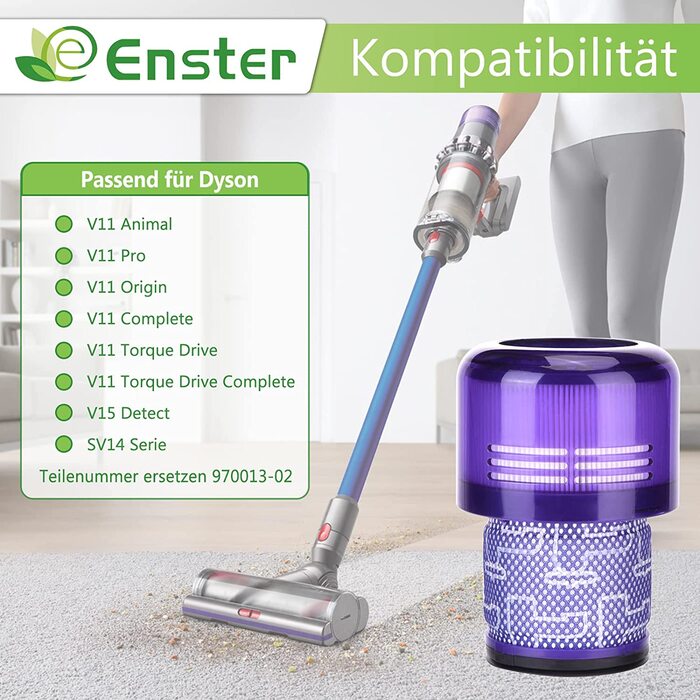 Фільтр для пилососа Dyson V11, 3 шт., миючий, змінний, сумісний з SV14 Animal, Drehmomentantrieb, Komplett, заміна DY-970013-02