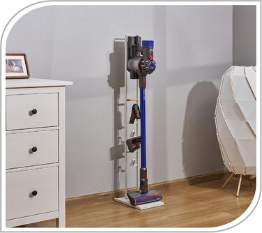Підставка для пилососа PureMounts з роликами, сумісна з Dyson V6/V7/V8/V10/V11/V12/V15, біла, мобільна, для підлоги