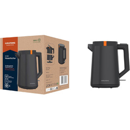 Електрочайник Grundig WK 5320, 2200 Вт, 1,7 л, автоматичне вимкнення, прихований нагрівач з нержавіючої сталі, сірий/теракота