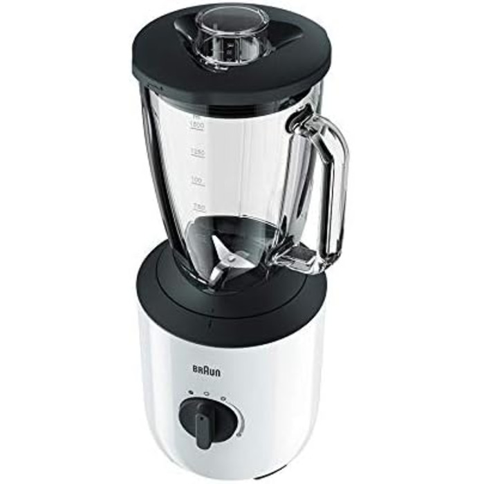 Блендер Braun PowerBlend 3 JB 3150 WH, 1,5 л, 800 Вт, скляна чаша, кухонний помічник для подрібнення, пюрирування та змішування, білий