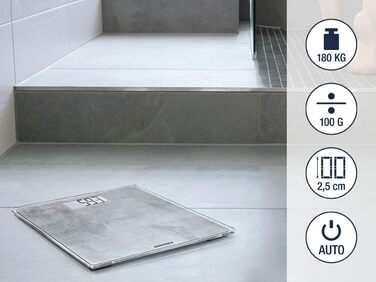 Електронна вага Soehnle Style Sense Compact 300 Concrete, LCD-дисплей, ультратонкий дизайн, максимальна вага 180 кг, бетон