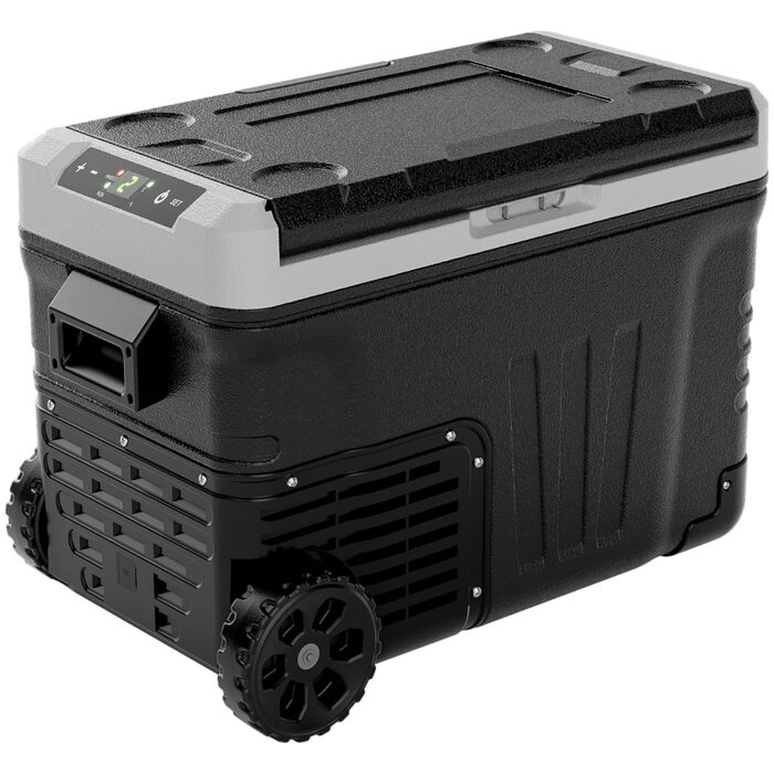 Автохолодильник EUHOMY 35L з Wi-Fi та компресором: 12/24V, 220-240V, -20℃~20℃, з колесами та кошиками для подорожей та кемпінгу (Чорний)