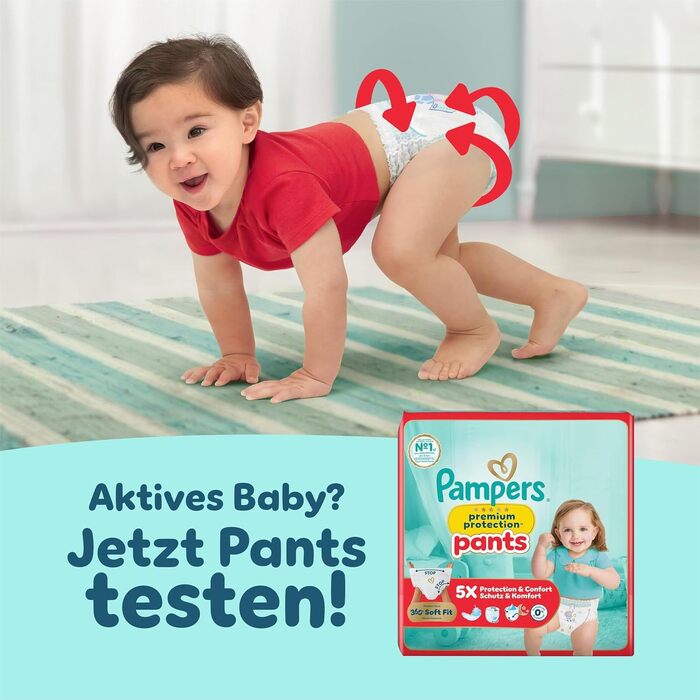 Підгузки Pampers Premium Protection розмір 3 (6-10 кг), упаковка 204 шт, преміум-захист від протікань та догляд за шкірою