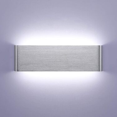 Lightsjoy LED настінний світильник 16Вт, сучасний, сріблястий, IP44, світло вгору-вниз, для коридору, спальні, вітальні, сходів, тепле біле світло, 30 см