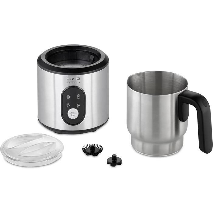 Електричний спінер для молока Caso Crema & Choco Inox, 4 функції, підходить для рослинного молока, нержавіюча сталь, термоізольована ручка, сенсорне LED-управління