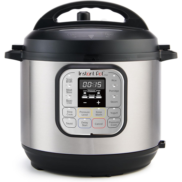 Мультиварка Instant Pot Duo 7-в-1, 5,7 л, електрична скороварка, рисоварка, йогуртниця, пароварка, повільноварка, з нержавіючої сталі, чорна