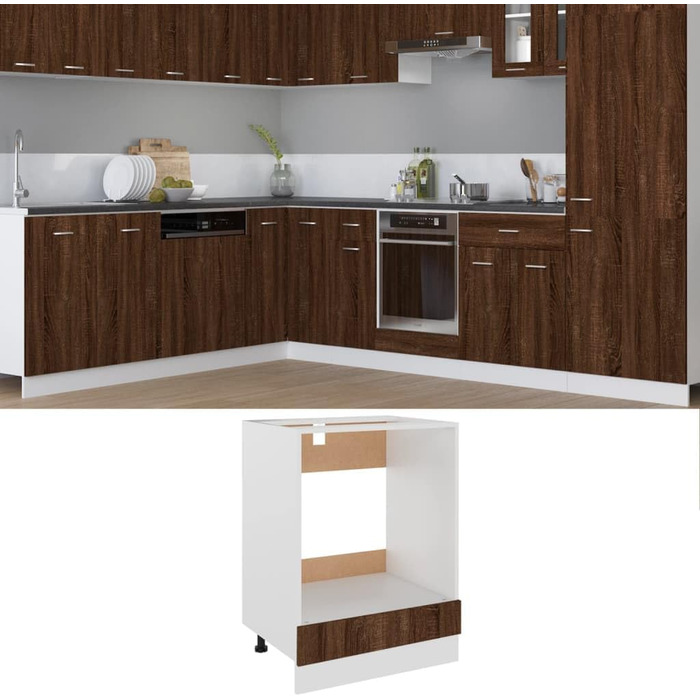 Шафа під духову піч vidaXL для кухні, бетонно-сіра, 60x46x81,5 см, ДСП