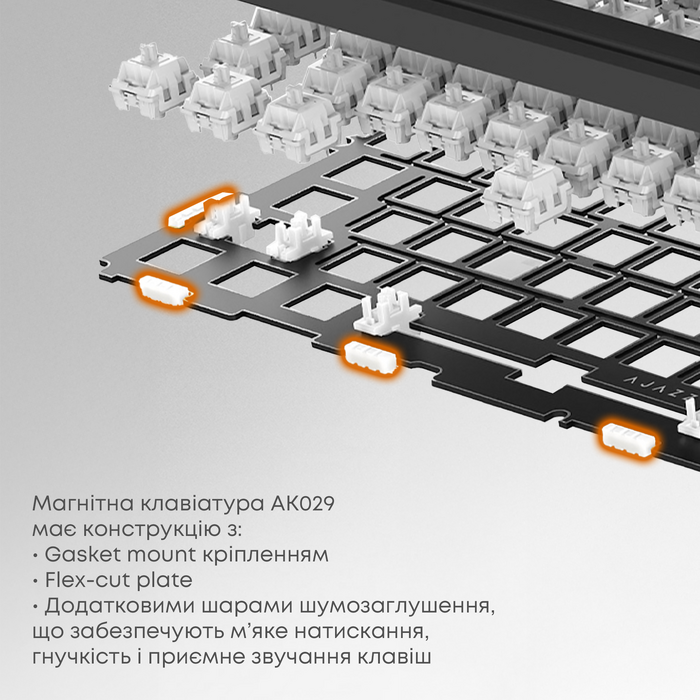 Дротова магнітна клавіатура Ajazz AK029 Ice lsland Magnetic Switch (AK029-I-BY)