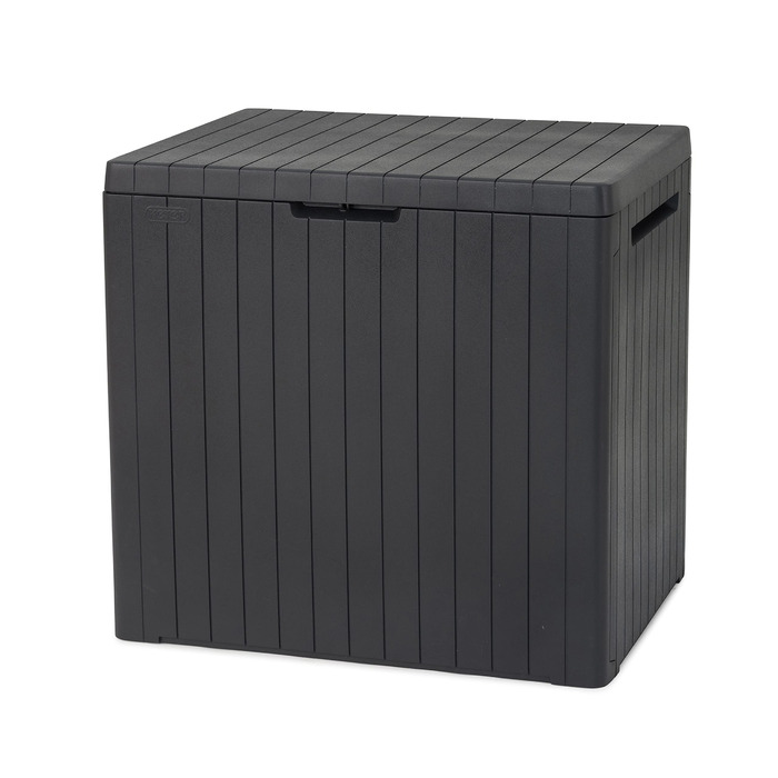 Ящик для зберігання Keter City Box 113л, темно-сірий, з ефектом дерева, 55x44x57.8 см - для балкону та малих площ