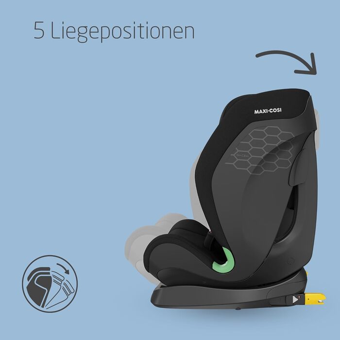 Дитяче автокрісло Maxi-Cosi Titan S Comfort i-Size, дихаючі матеріали, регульоване, 15 місяців–12 років (76–150 см), ISOFIX, 5 позицій сидіння, 13 рівнів підголівника, чорний