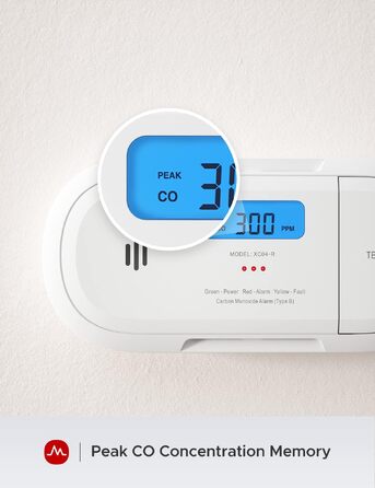 Розумний датчик чадного газу X-Sense XC04-WX з Wi-Fi, сповіщення через додаток X-Sense Home Security, зі змінною батареєю, білий