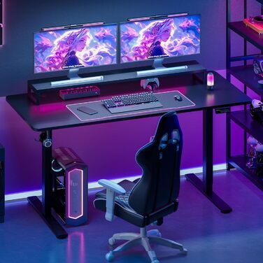 Електричний письмовий стіл SANODESK 180x80 см, регульований по висоті, геймерський стіл з пам’яттю позицій і гачками, чорний