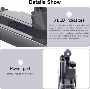 Акумулятор ARyee V10 для пилососа Dyson V10 Animal/Absolute/Motorhead/Fluffy/Total Clean, 25.2В, 3800мАг, сумісний