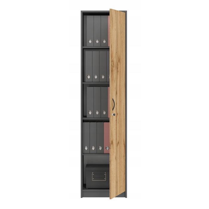 Стелаж SaraMeble 44,5 x 180 x 35 см, антрацит, дуб вотан, графіт