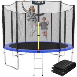 Батут вуличний KINETIC SPORTS Salto Plus Ø183 см з сіткою, драбиною та захисним покриттям - для дітей