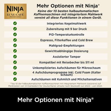 Ninja Luxe Premier 3-в-1 кавомашина: еспресо, колд брю та фільтр-кава, автоматичне приготування, сірий метал, ES601EUGM