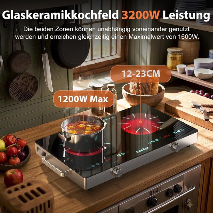 Плита електрична склокерамічна 1 конфорка Glaskeramik 2000W, 28 см з таймером та блокуванням