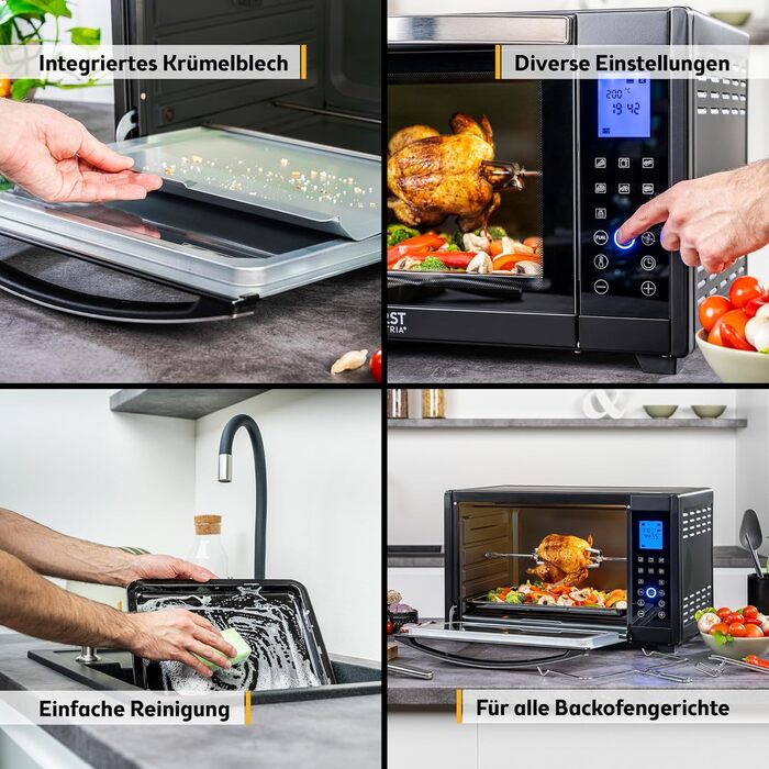 Міні-піч First Austria Digital 45L 2000W Premium-X з рожном та таймером - електропіч для кухні та кемпінгу