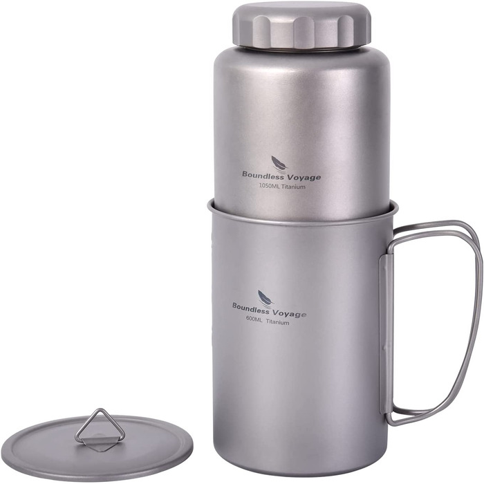Фляга iBasingo Titan Outdoor 600ml + 1050ml (Ti3007d) - для кемпінгу, туризму та пікніків