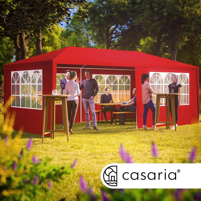 Павільйон CASARIA 3x6 м, водостійкий, 18 м², UV-захист, 6 стінок, для саду, вечірок, червоний