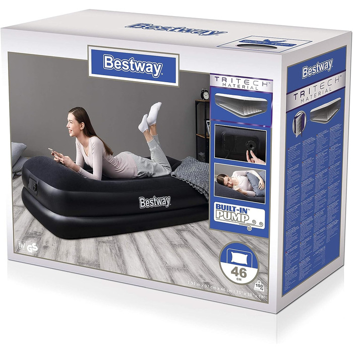 Надувний матрац Bestway Aeroluxe Queensize з вбудованим електронасосом (191x97x46 см)