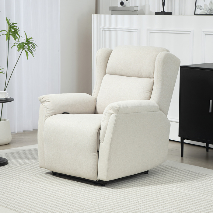 HOMCOM Recliner, Реклайнер для телевізора з функцією відкидання, Реклайнер для телевізора з кишеньковими пружинами, М'який реклайнер, крісло вантажопідйомністю до 150 кг для вітальні, спальні, бежевий