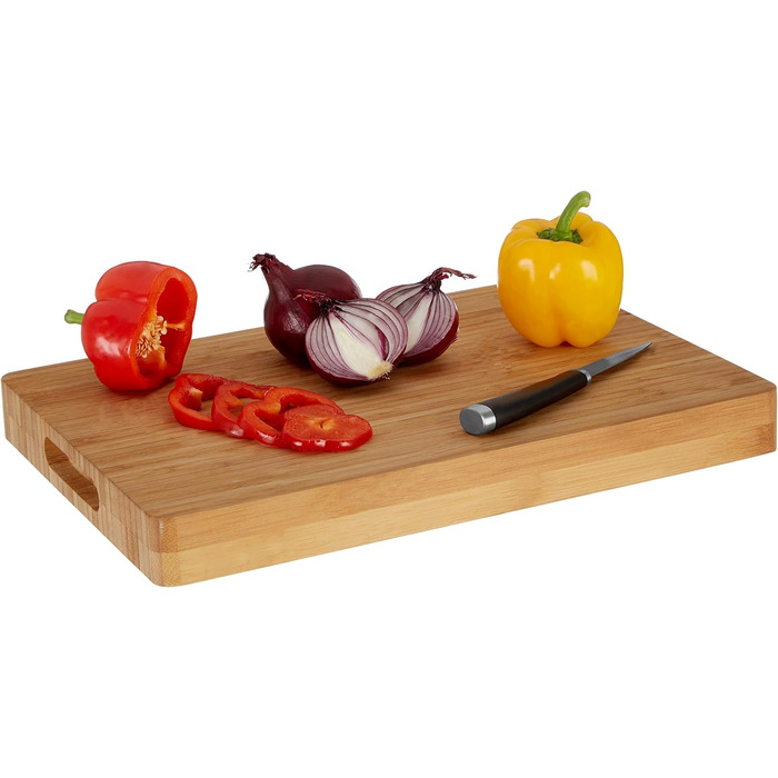 Дошка для нарізання Premier Housewares з бамбука з ручками, натуральна, прямокутна, 28x40x4 см