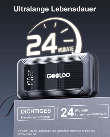 Бустерний пускач GOOLOO A5 4000A з компресором 160 PSI та Powerbank, чорний
