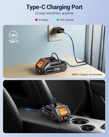 Акумуляторний ручний пилосос SEALIGHT Mini для авто та дому, 35000Па, безщітковий двигун, 60 хв роботи, 2 змінні батареї, Midnight Black